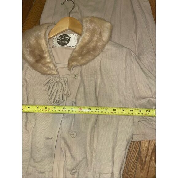 Vintage Mahoney’s beige tan faux fur blazer 2 piece skirt set size medium - Picture 13 of 15